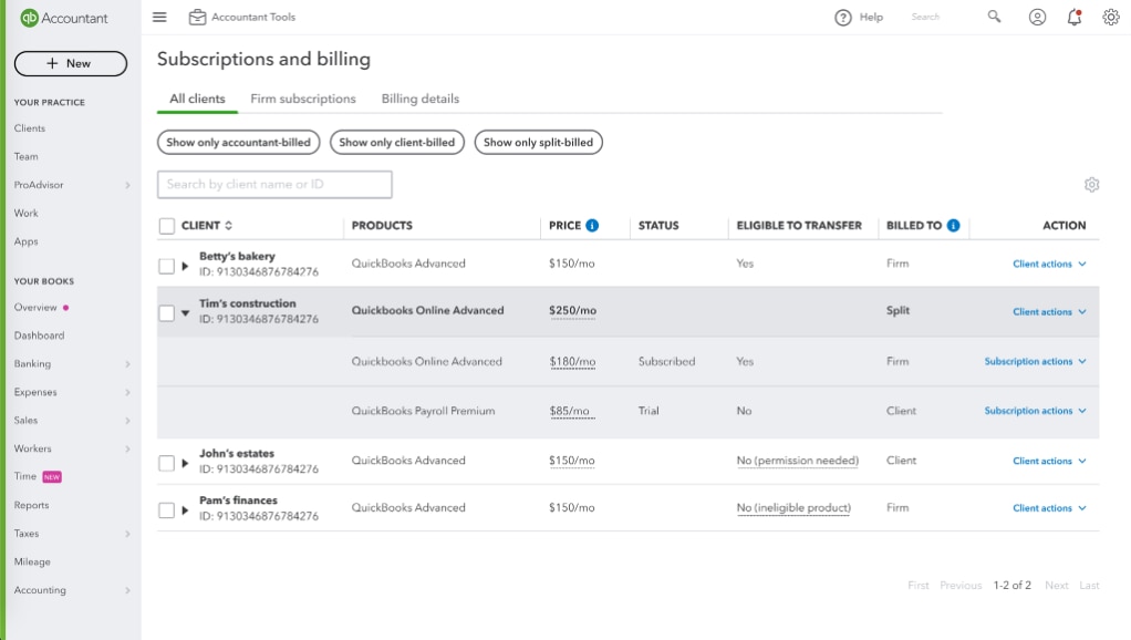 Accountants now have more flexibility and control over their billing options for QuickBooks clients