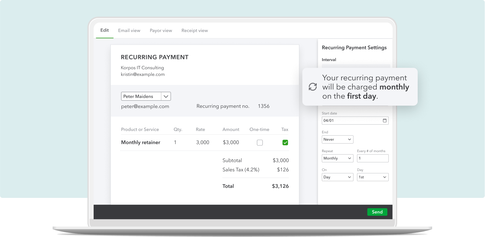 QuickBooks recurring payments